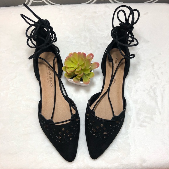 Christian Siriano Shoes - Christian Siriano Black Lace up Flats